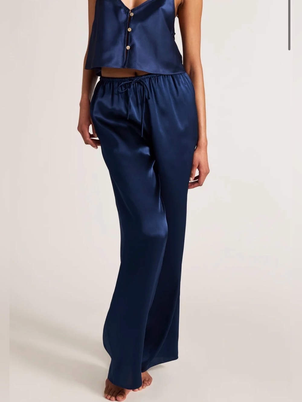 NWT Negative Eclipse Washable Silk Drawstring Pants Navy S